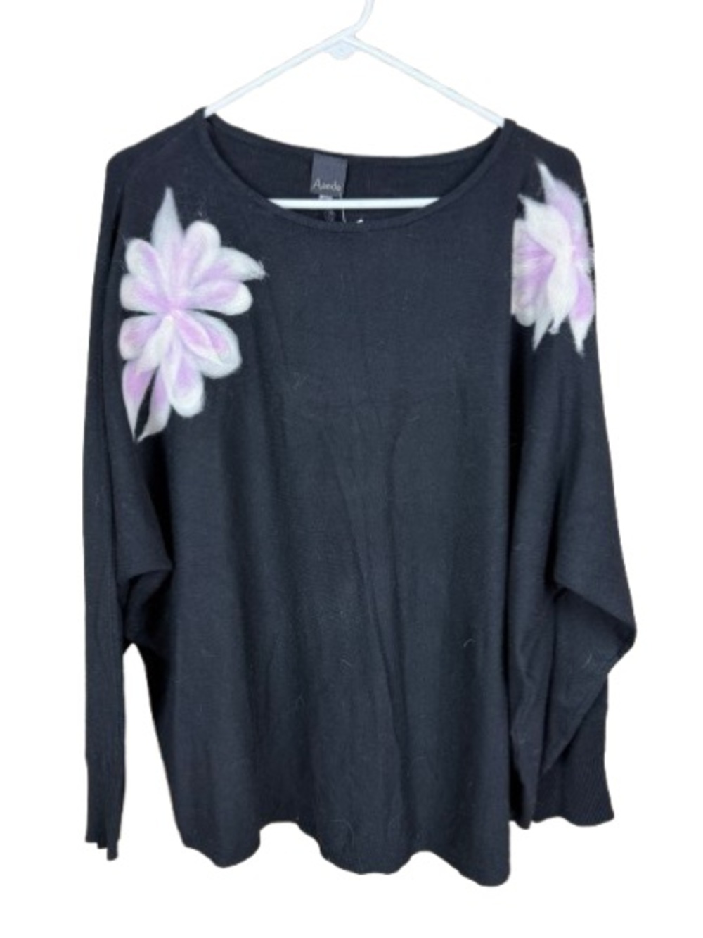 T.J.Maxx Black Top with Lavender Floral Applique